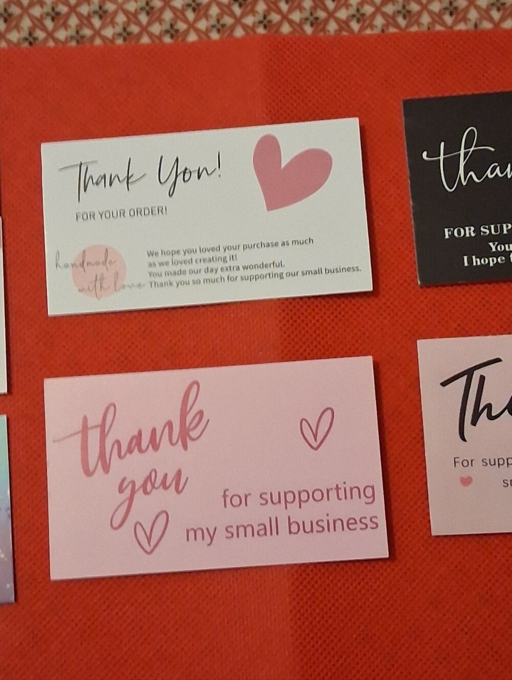 300 Thank You Small Business Card Set. 6 Pack Of 50ea Plus One Cards Holder FREE